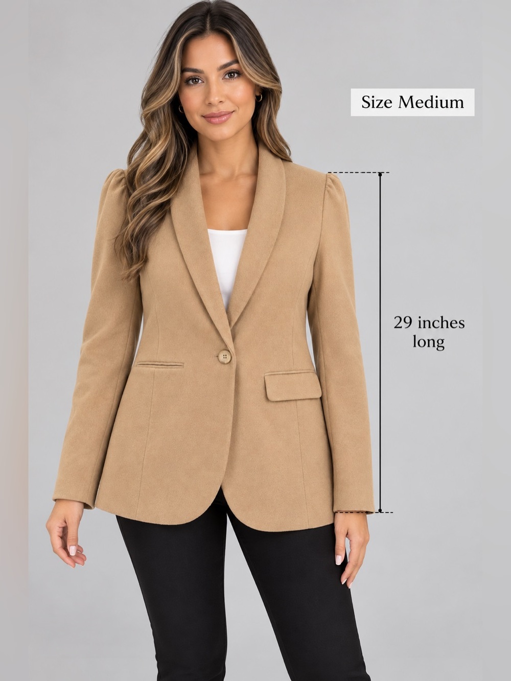 Women's Collection By Cezele Tan Blazer Coat - Size Medium